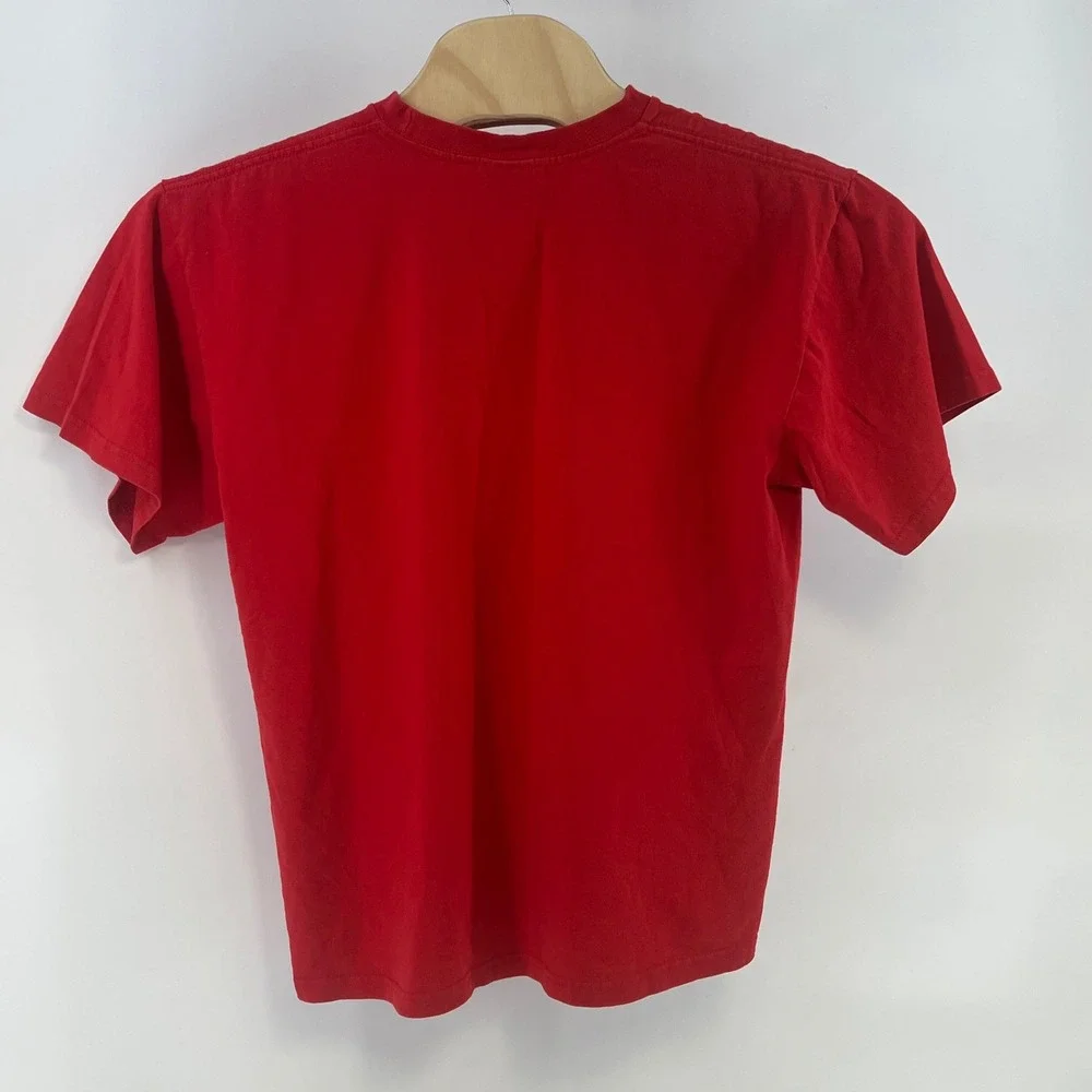 Nike Futura Logo Graphic T-Shirt Mens Large Red Silver Swoosh Silver Tag Y2K